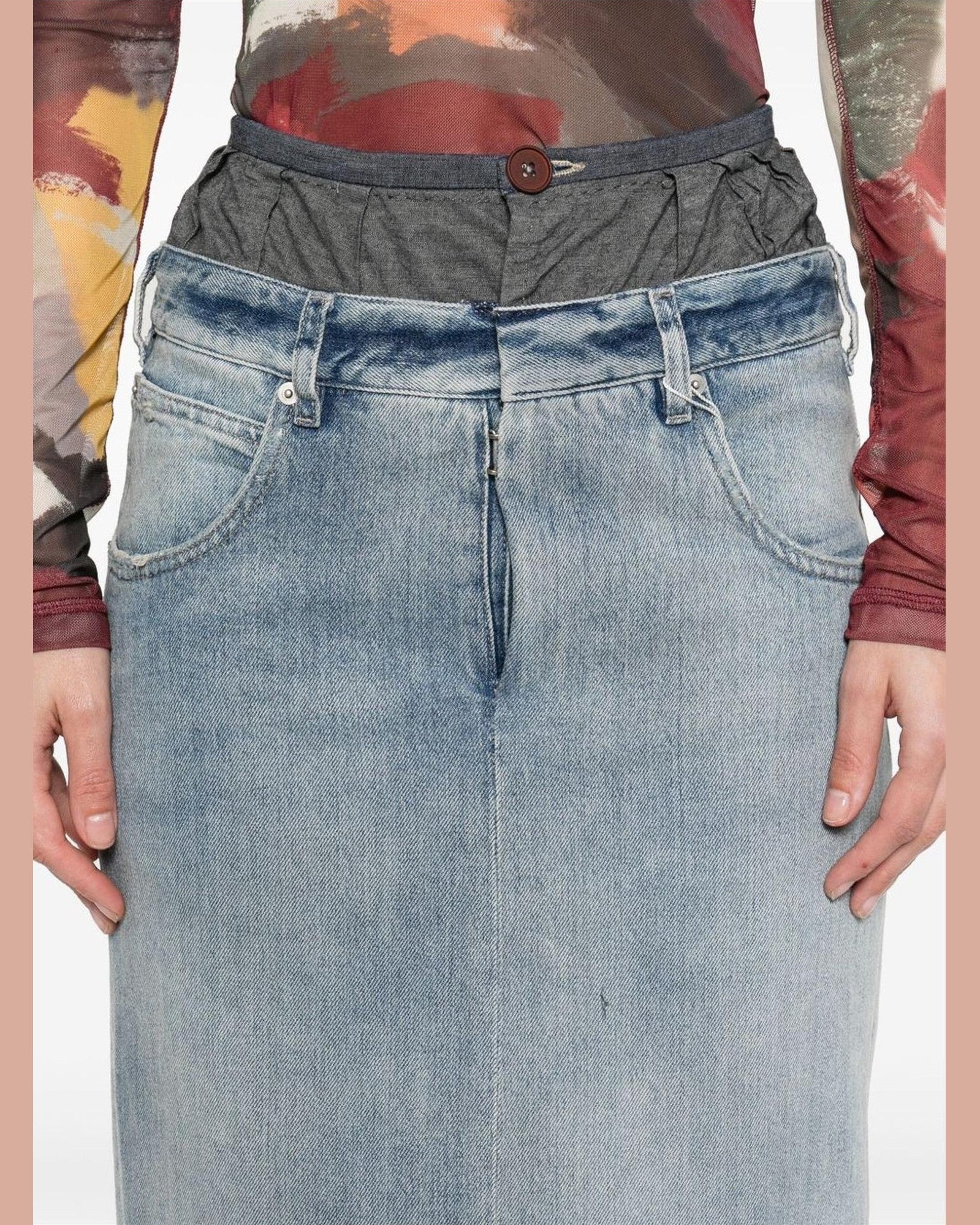 Maison Margiela Denim Maxi Cotton Skirt Glam Steals