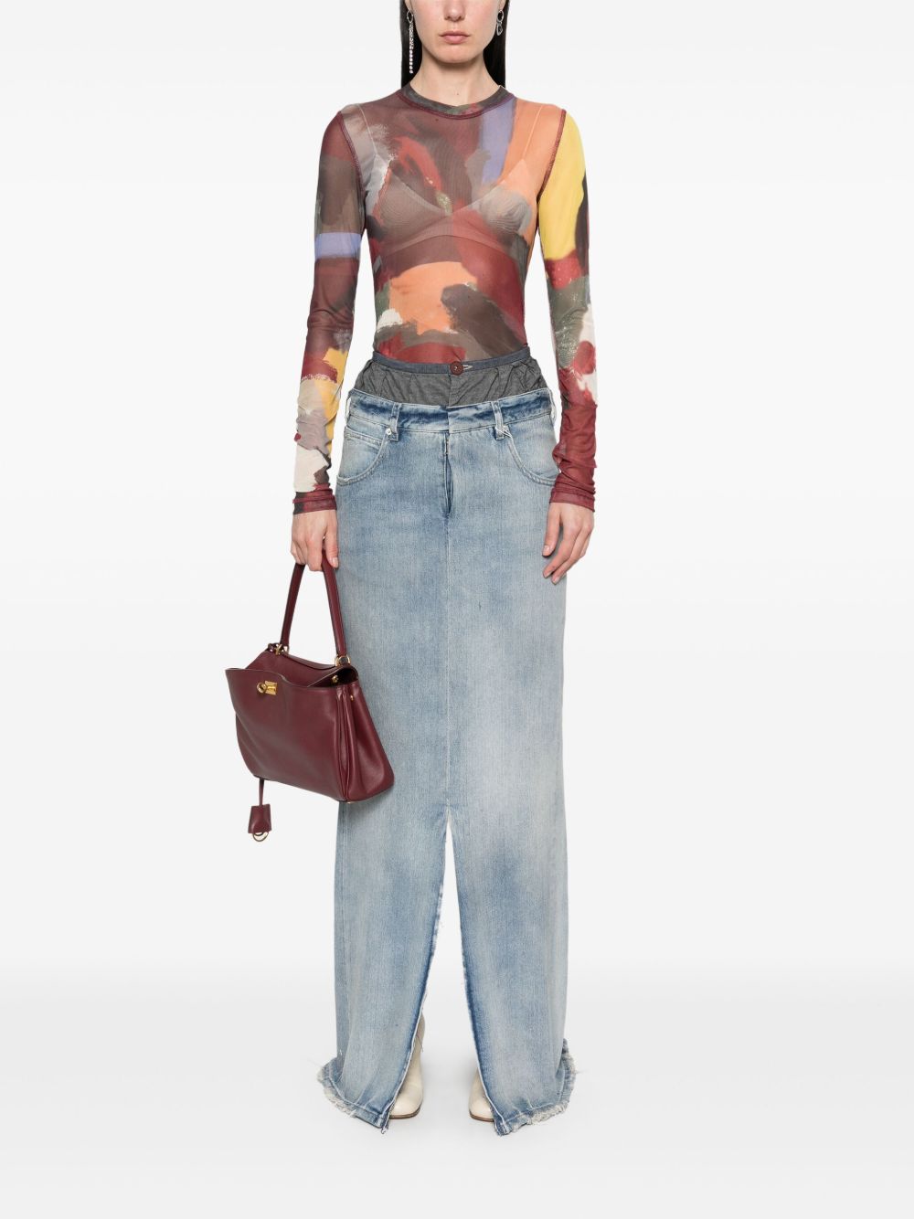 Maison Margiela Denim Maxi Cotton Skirt Glam Steals