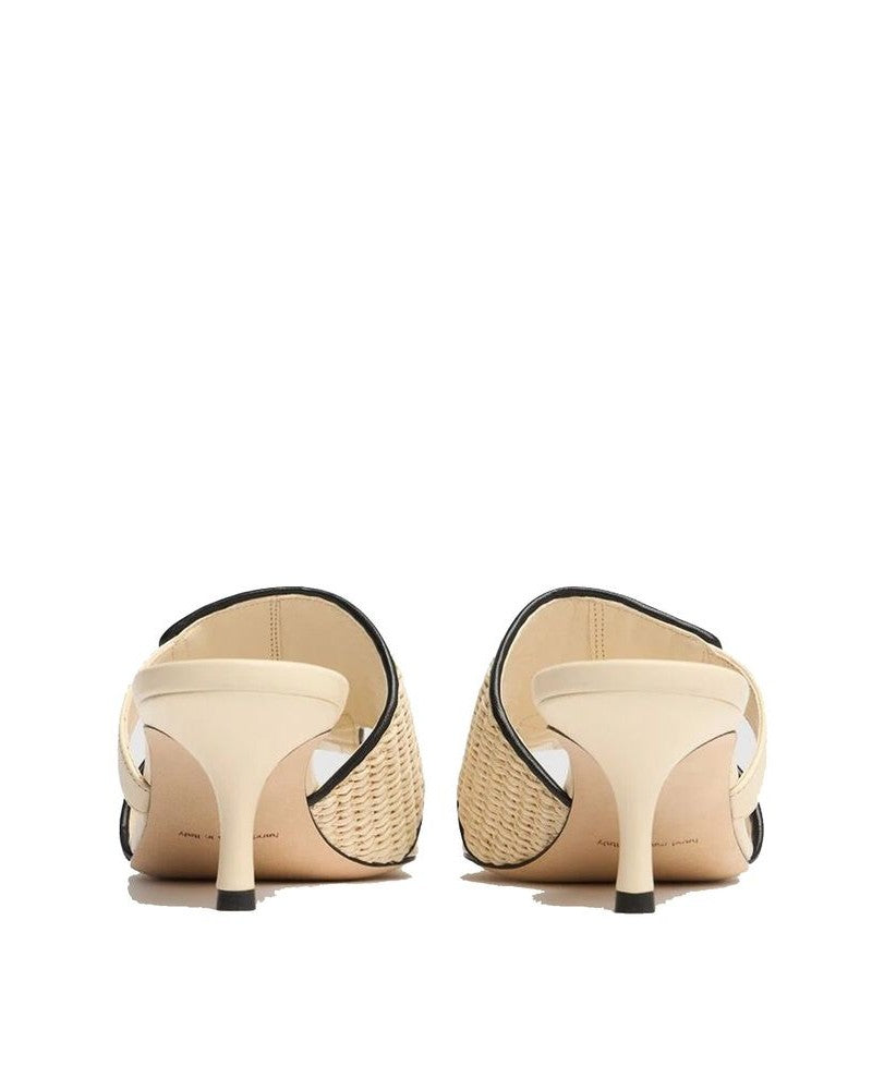 Manolo Blahnik Beige Leather Flat Sandals