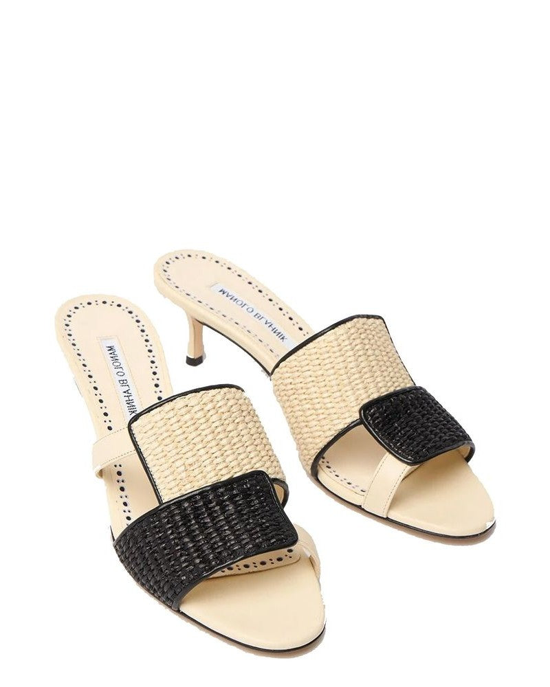 Manolo Blahnik Beige Leather Flat Sandals