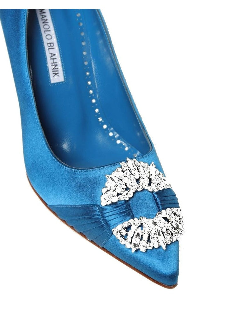 Manolo Blahnik Blue Silk High Heel Pumps