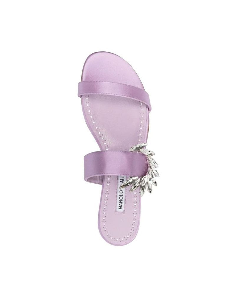 Manolo Blahnik Purple Silk Flat Sandals Glam Steals