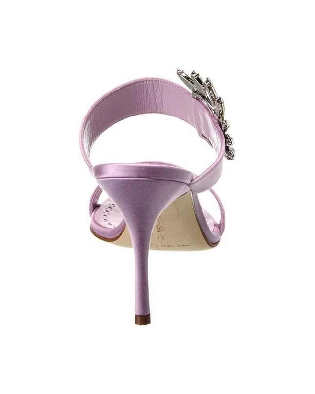 Manolo Blahnik Purple Silk Stiletto Heel Sandals Glam Steals