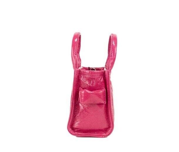 Marc Jacobs The Shiny Crinkle Micro Tote Magenta Leather Crossbody Bag Handbag Glam Steals
