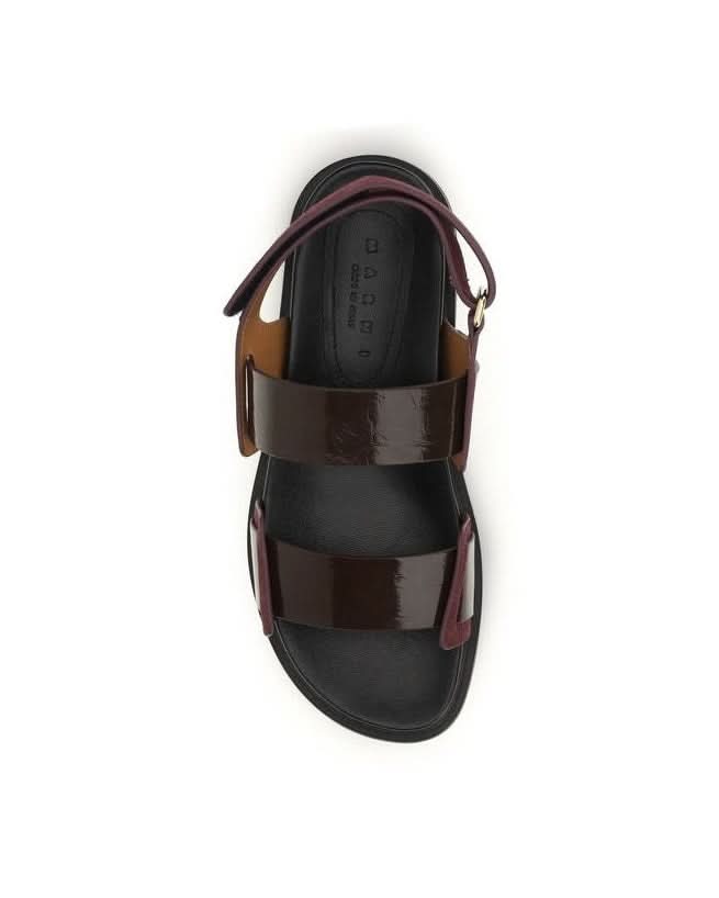 Marni Black Leather Calf Bos Taurus Strap Sandals