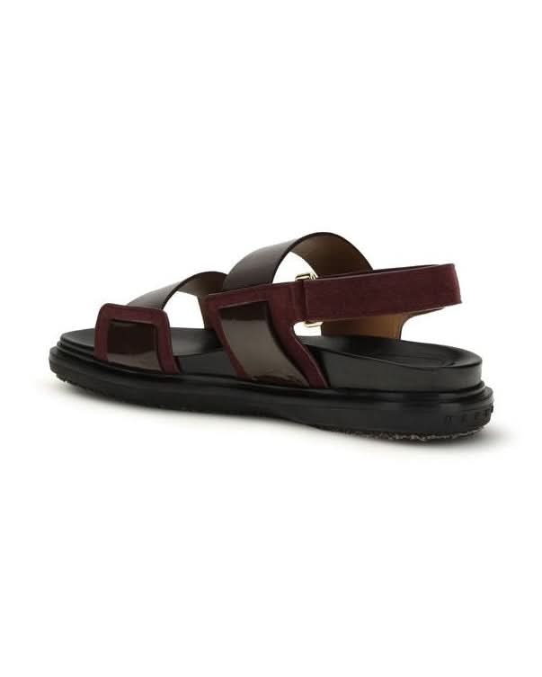 Marni Black Leather Calf Bos Taurus Strap Sandals