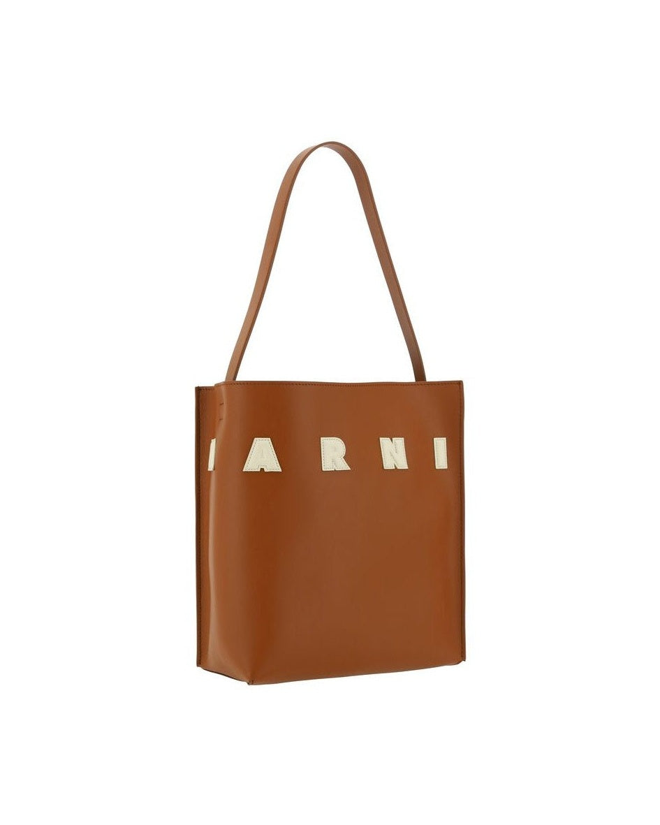 Marni Brown Calf Leather Bos Taurus Shoulder Bag