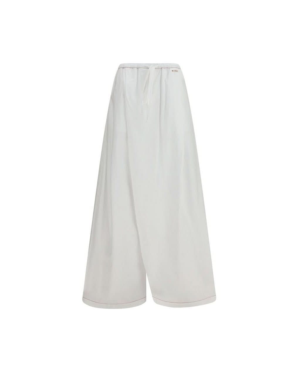 Marni White Cotton Casual Pant Glam Steals
