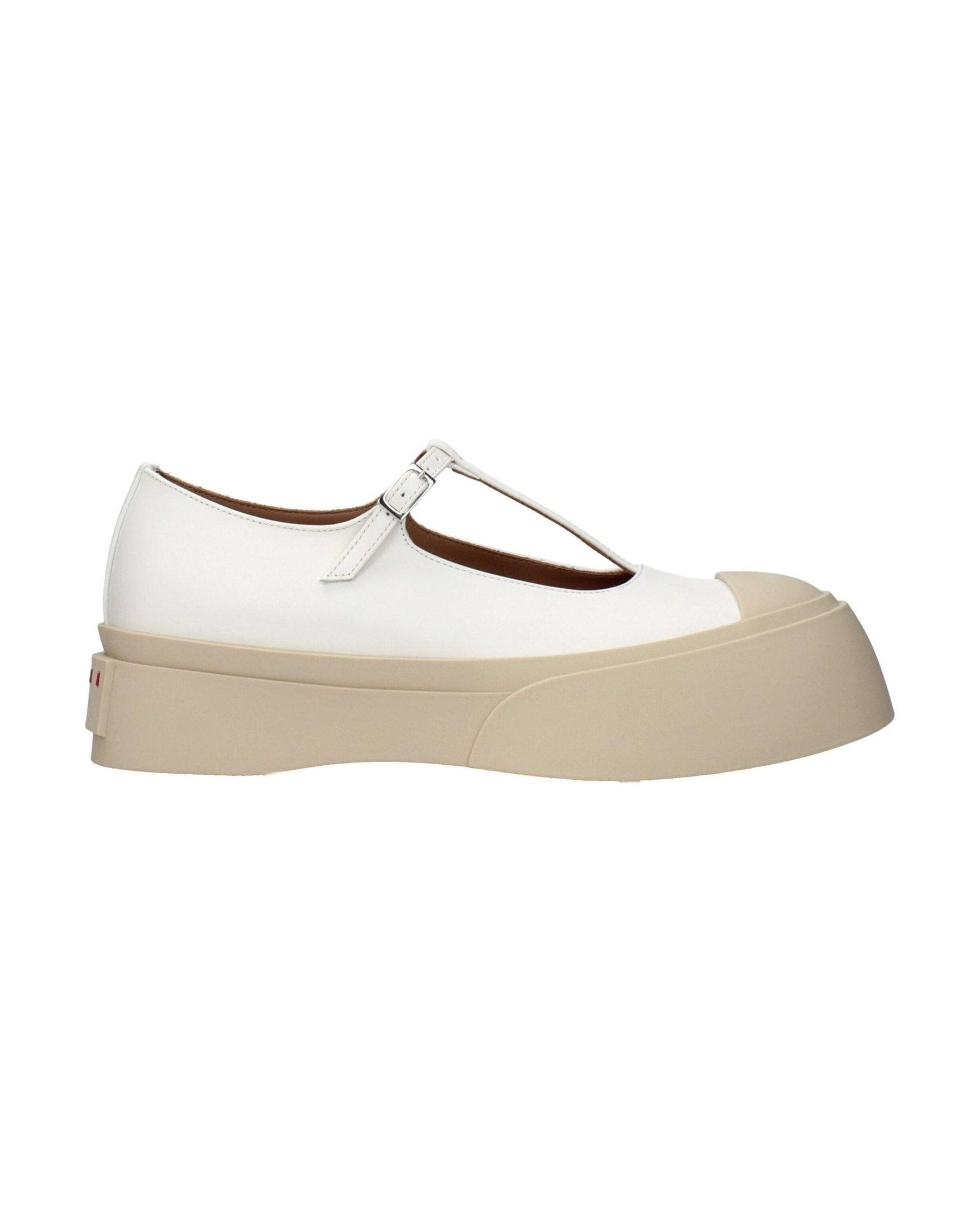Marni White Leather Slip On Loafers Flats
