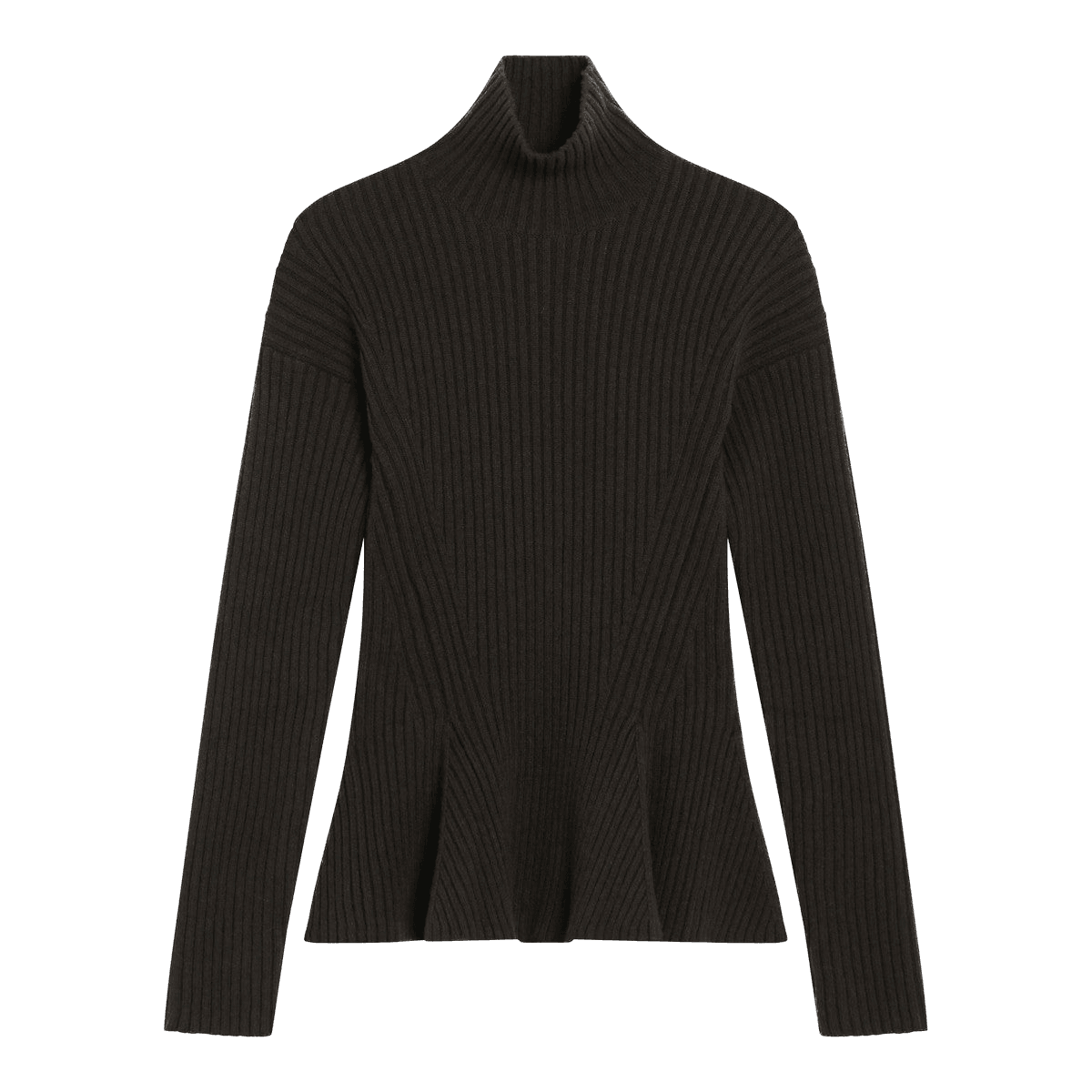 Max Mara Green Moss Peplum Turtleneck in Cashmere Blend Glam Steals