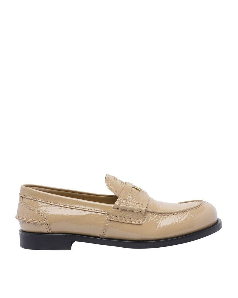Miu Miu Beige Leather Slip On Loafers Glam Steals