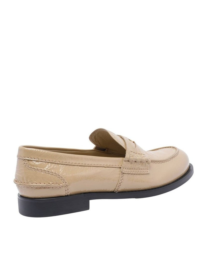 Miu Miu Beige Leather Slip On Loafers Glam Steals