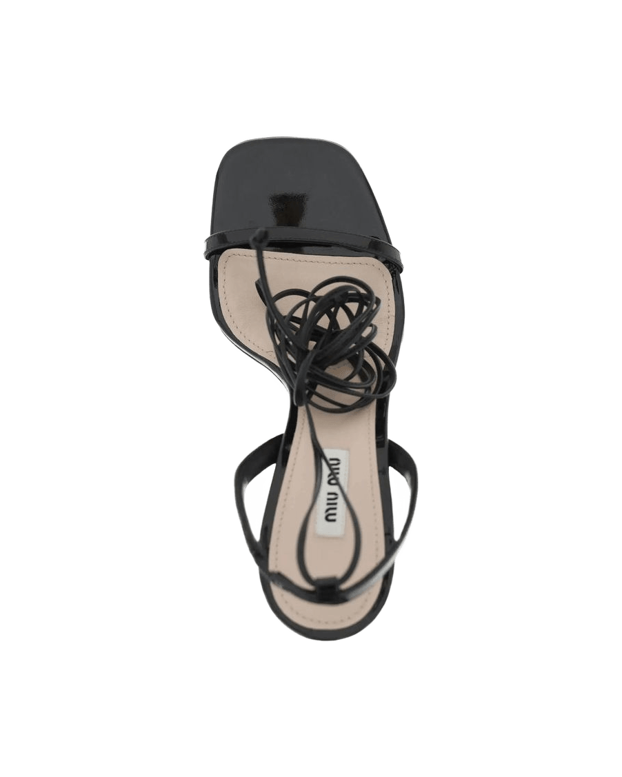 Miu Miu Black Calfskin Lace-Up Sandals Glam Steals