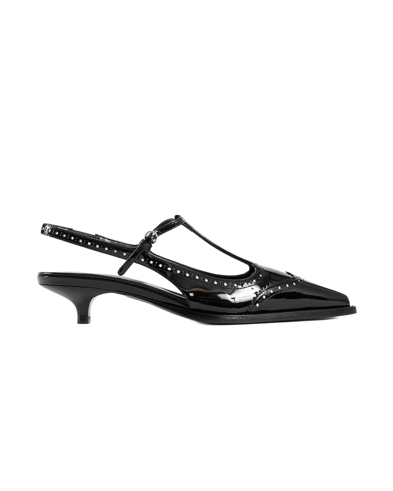 Miu Miu Black Calfskin Mid Heels Glam Steals