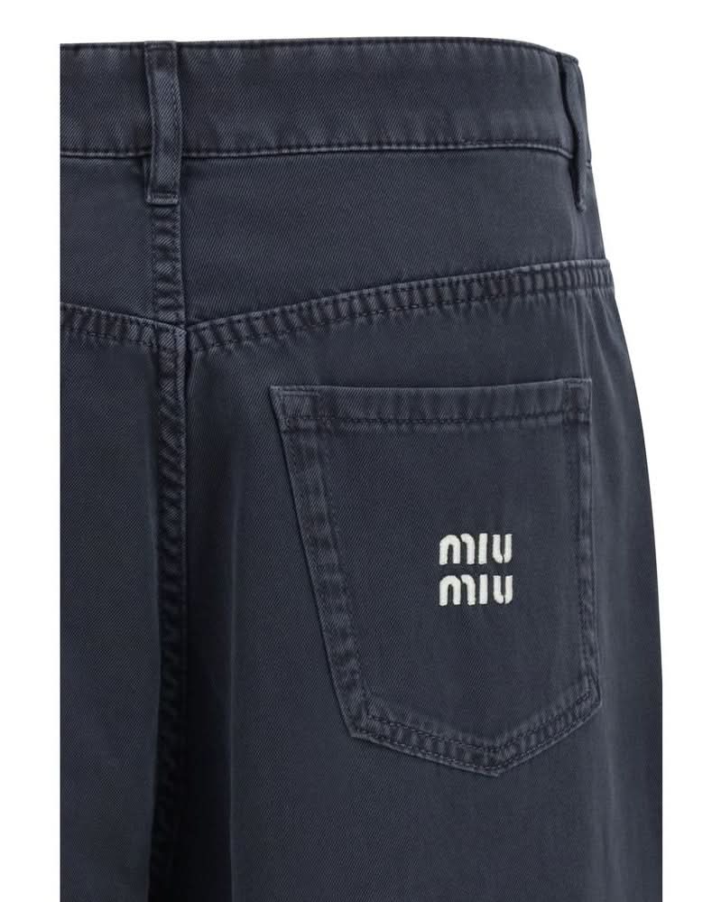 Miu Miu Blue Cotton Flared Jeans