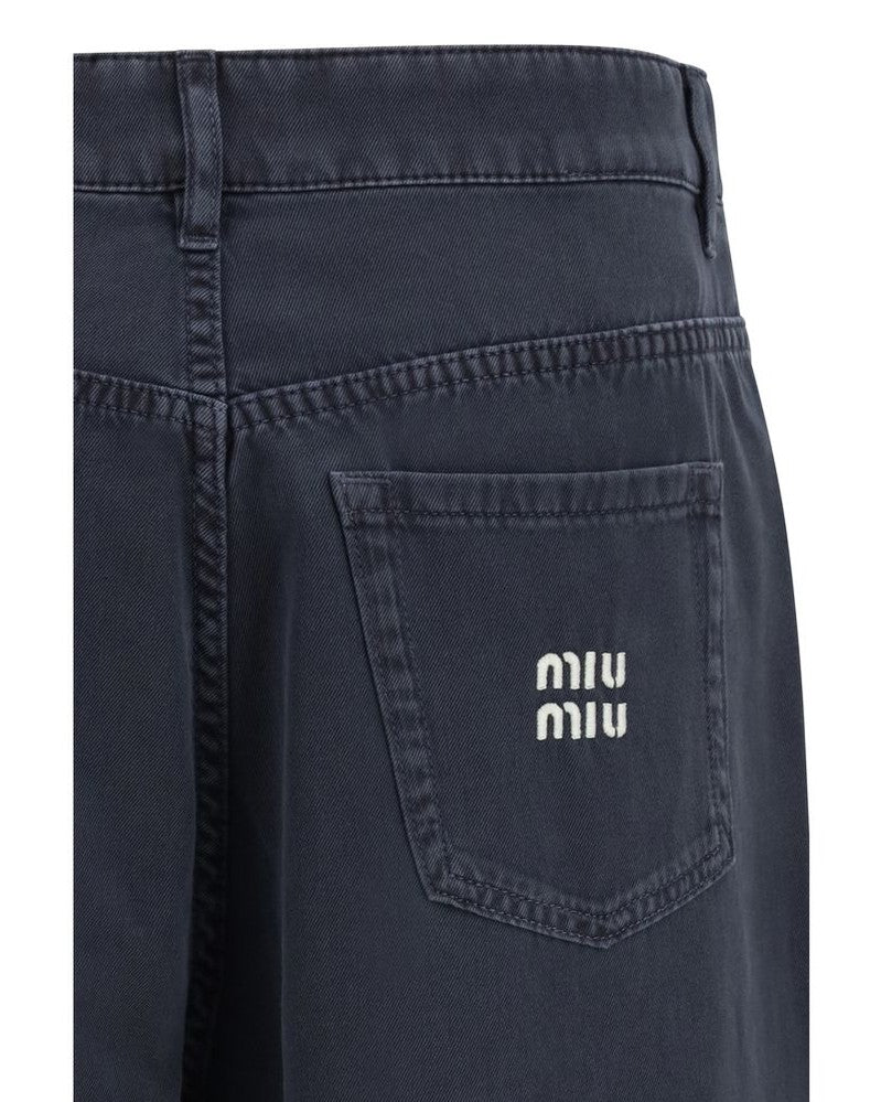 Miu Miu Blue Cotton Flared Jeans