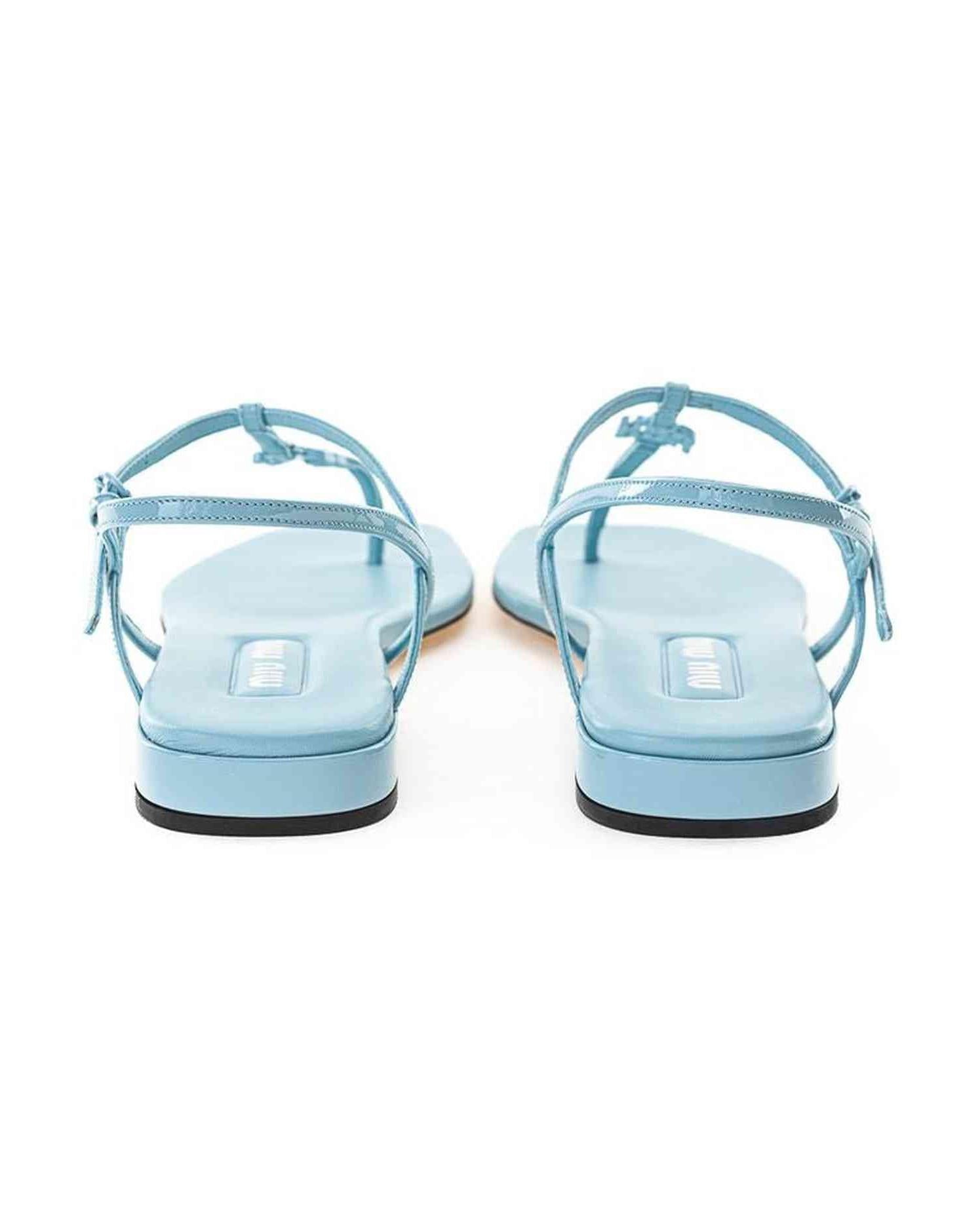 Miu Miu Blue Leather Patent Sandals Glam Steals