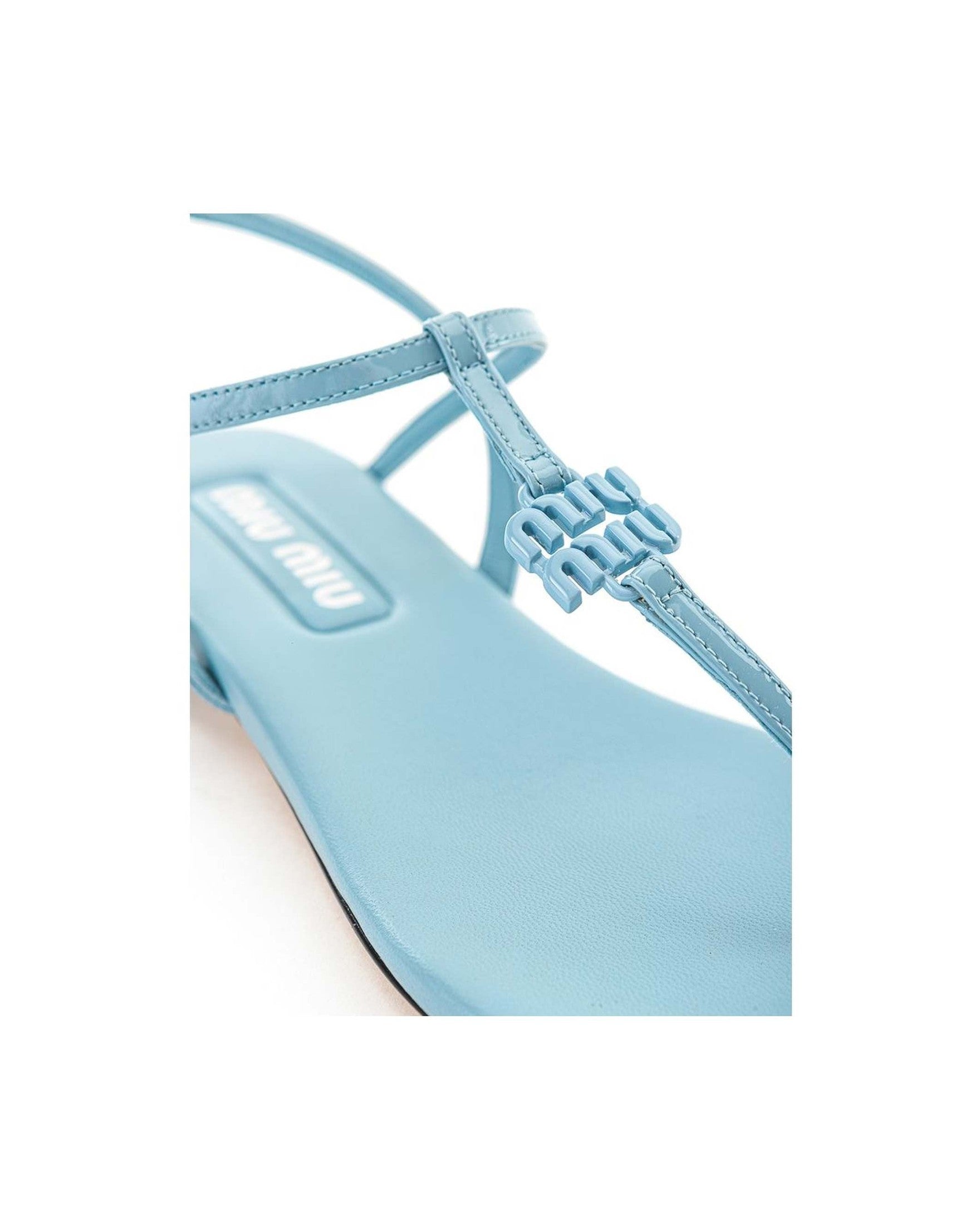 Miu Miu Blue Leather Patent Sandals Glam Steals