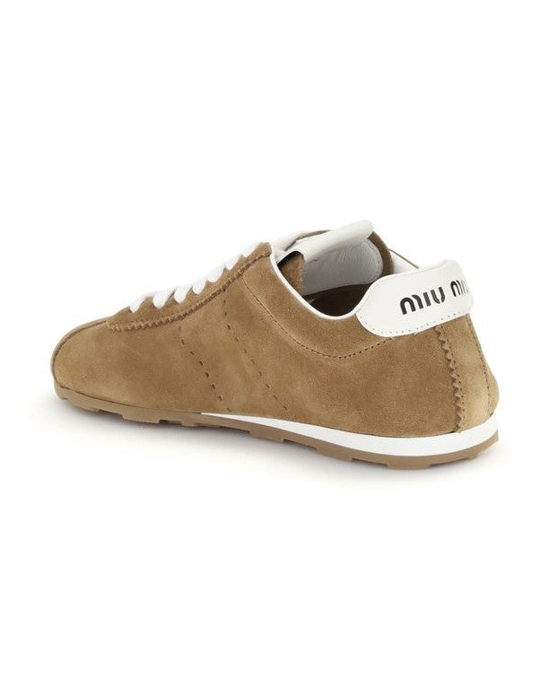 Miu Miu Brown Calf Leather Bos Taurus Athletic Sneakers Glam Steals