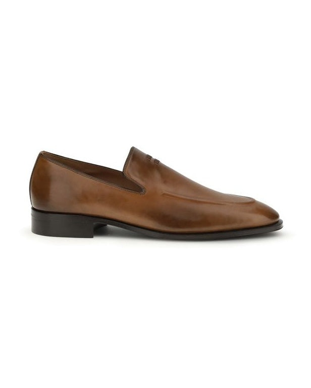 Miu Miu Brown Calf Leather Bos Taurus Slip On Loafers Flats