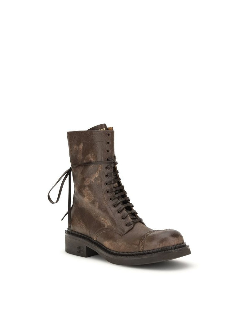 Miu Miu Brown Lace Rubber Up Boots Glam Steals