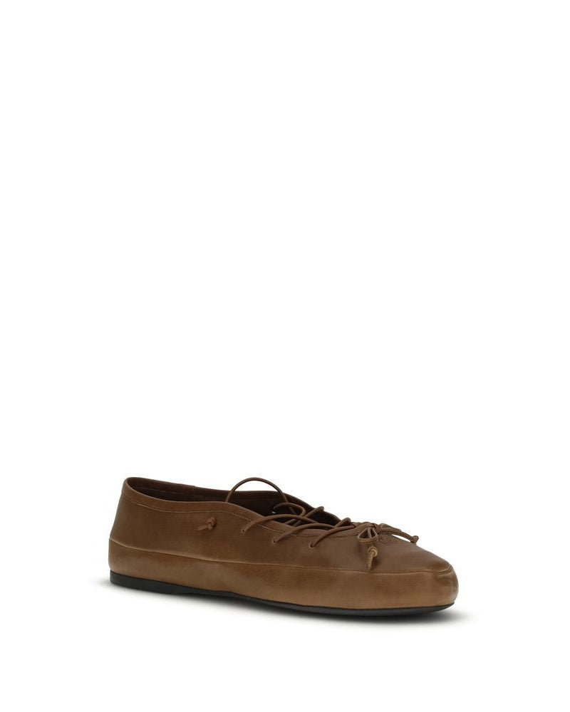 Miu Miu Brown Lamb Ovis Aries Ballet Flats