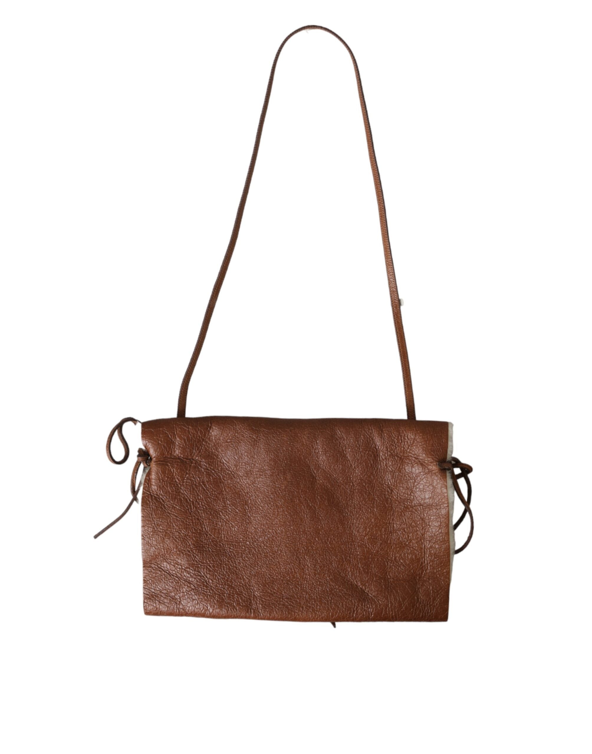 Miu Miu Brown Leather Fur Inner Lining Neck Strap Winterfleece Handwarmer Glam Steals