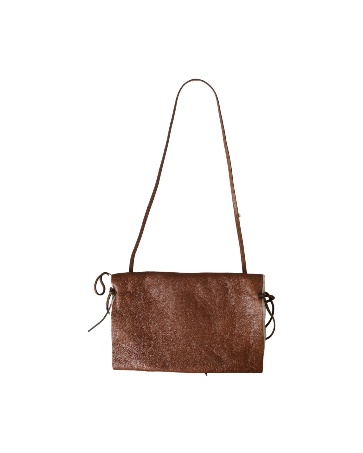 Miu Miu Brown Leather Fur Inner Lining Neck Strap Winterfleece Handwarmer Glam Steals