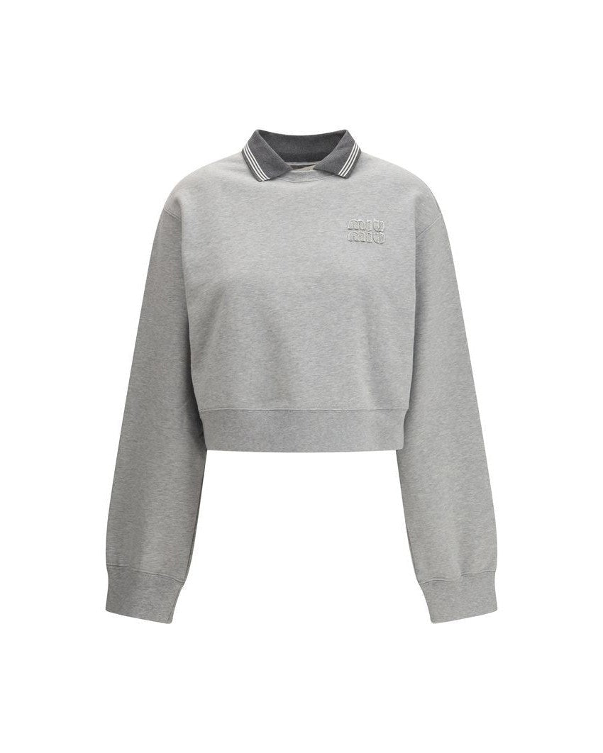 Miu Miu Gray Cotton Sweatshirt Sweatshirts