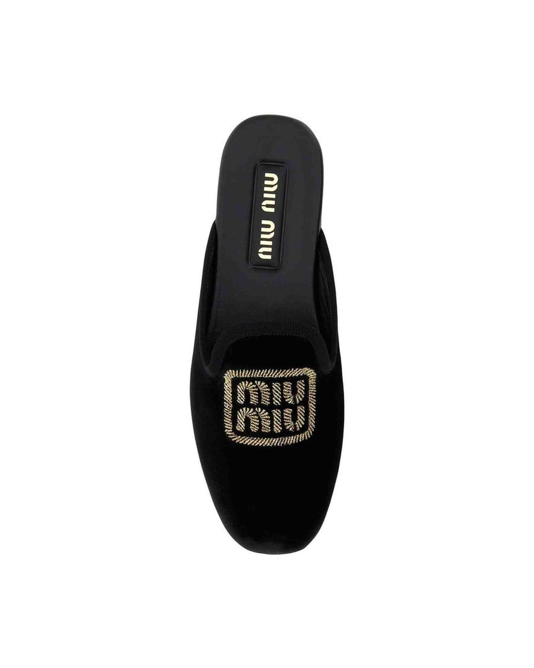 Miu Miu Logo Embroidered Slip On Mules Glam Steals