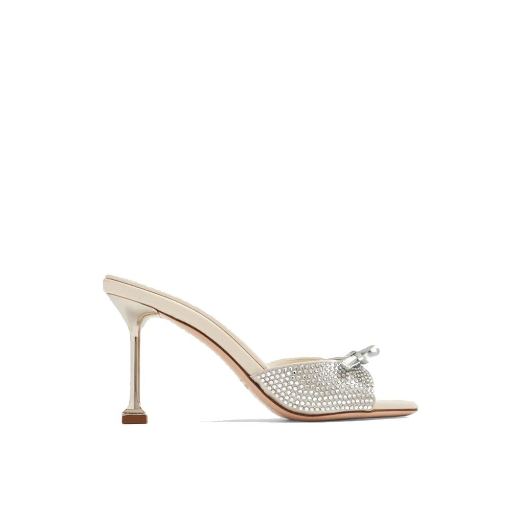 Miu Miu Silver Silk Mules Glam Steals