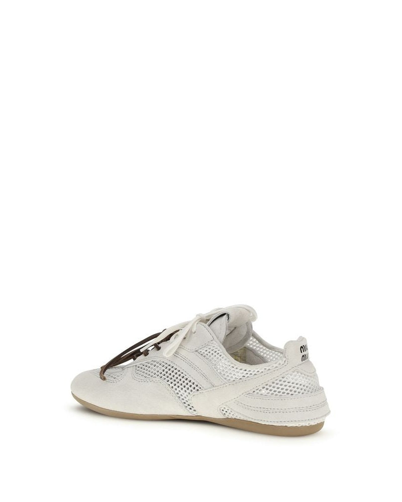 Miu Miu White Calf Leather Bos Taurus Athletic Sneakers