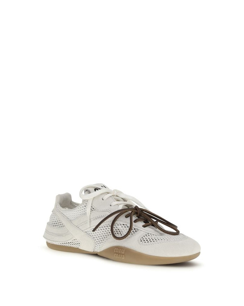 Miu Miu White Calf Leather Bos Taurus Athletic Sneakers
