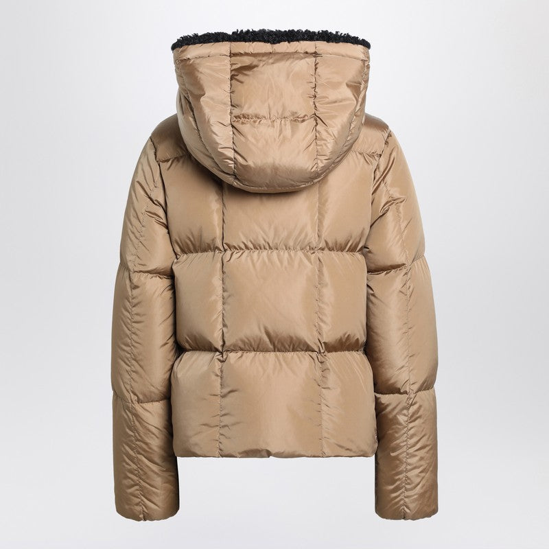 Moncler Beige Hooded Puffer Jacket Glam Steals