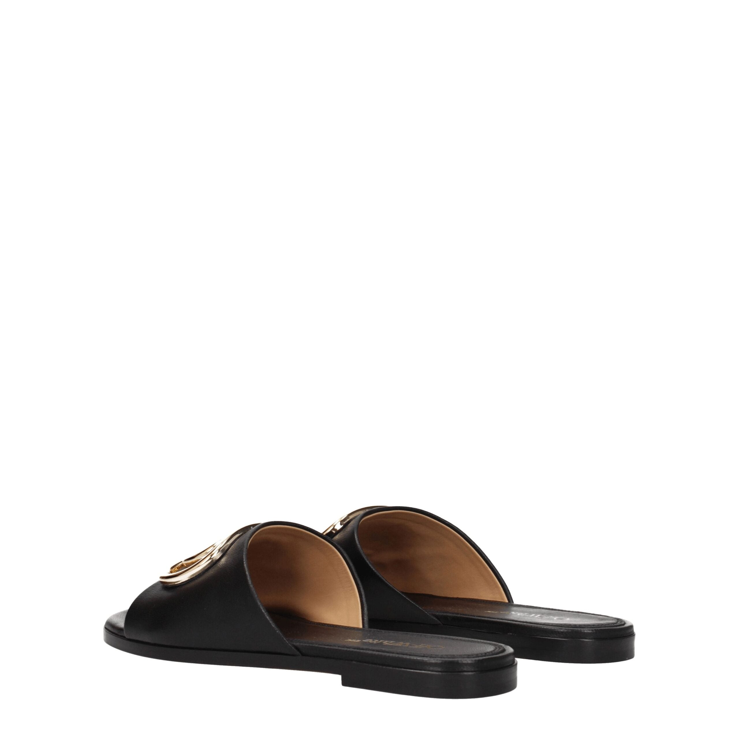 Off-White Black Leather Slippers Sandals Glam Steals