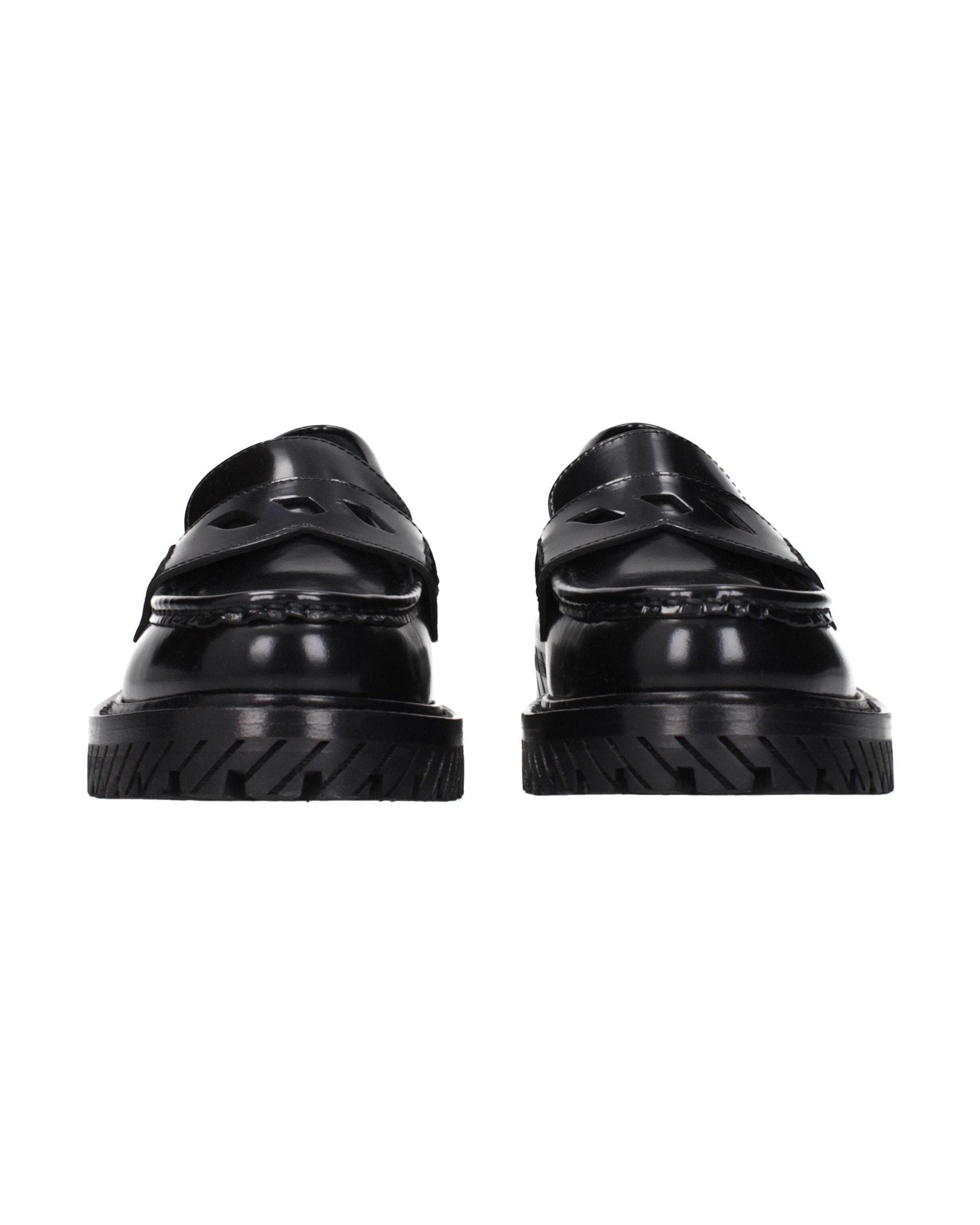 Off-white Leather Off Slip On Loafers Flats