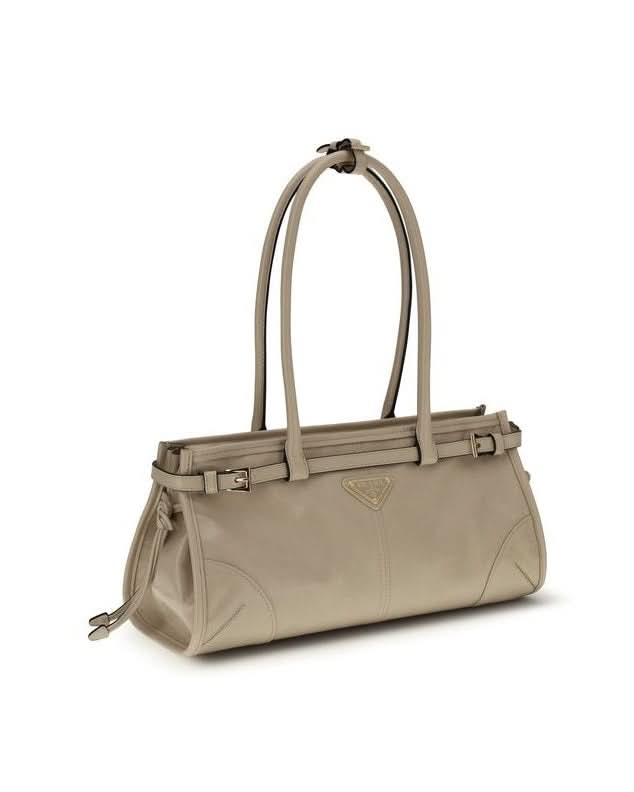 Prada Beige Calf Leather Bos Taurus Shoulder Bag