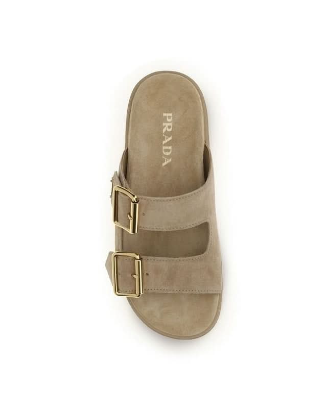 Prada Beige Leather Calf Bos Taurus Platform Sandals