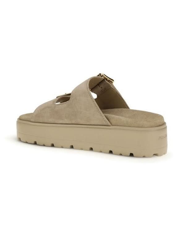 Prada Beige Leather Calf Bos Taurus Platform Sandals