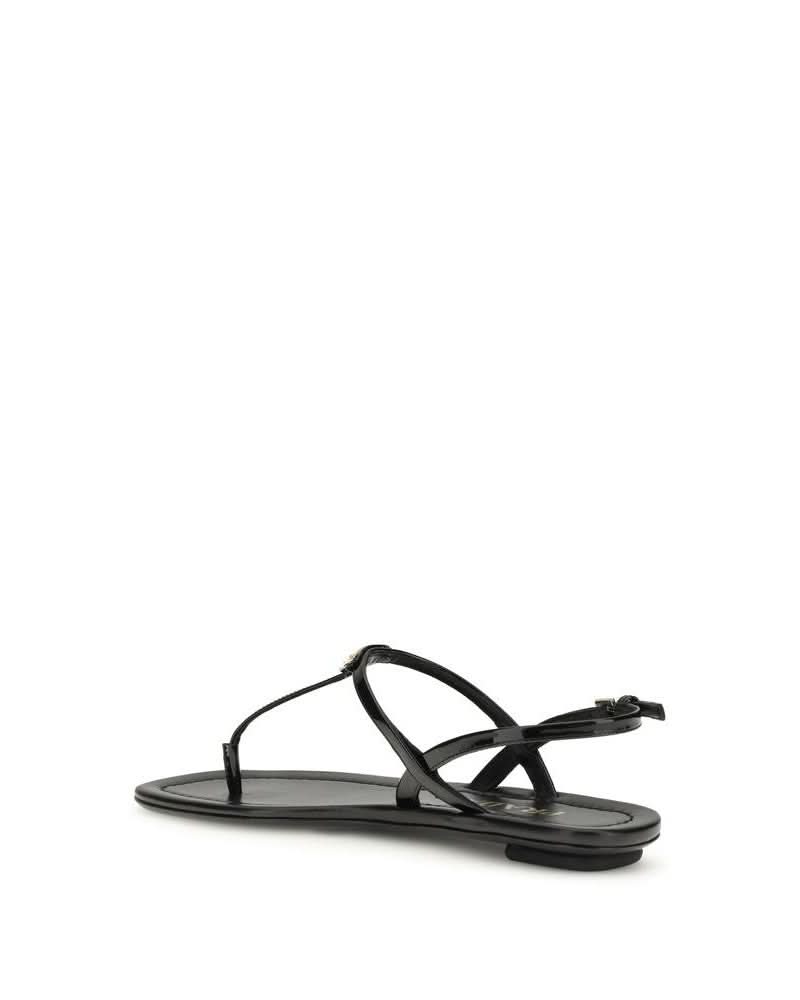 Prada Black Calf Leather Bos Taurus Flip Flop Sandals