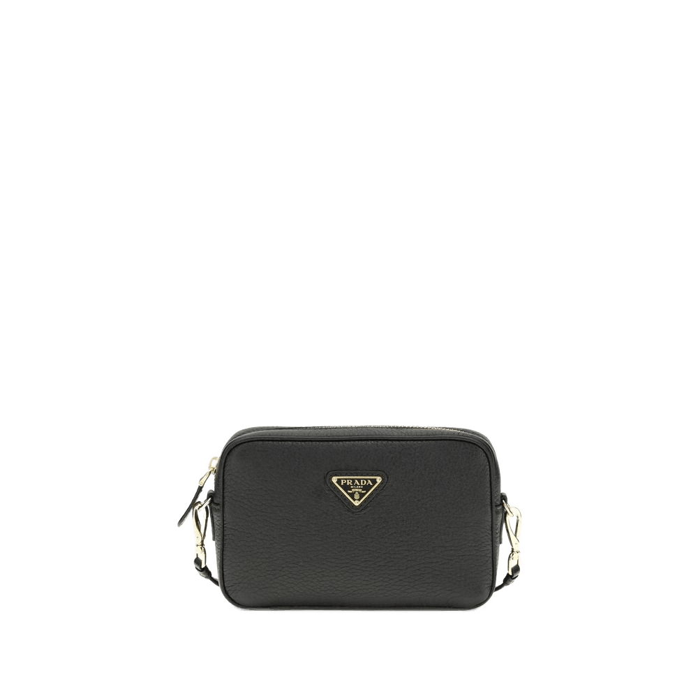 Prada Black Calf Leather Bos Taurus Shoulder Bag Glam Steals