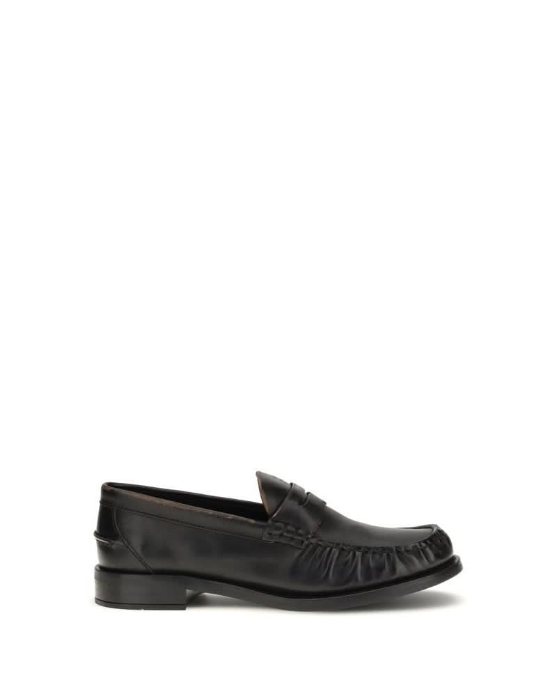 Prada Black Calf Leather Bos Taurus Slip On Loafers