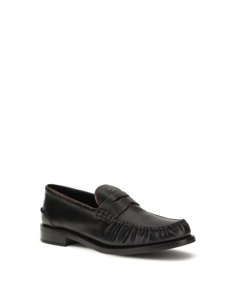 Prada Black Calf Leather Bos Taurus Slip On Loafers
