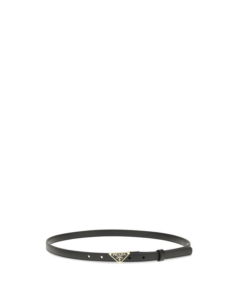 Prada Black Calf Leather Bos Taurus Thin Belt Belts