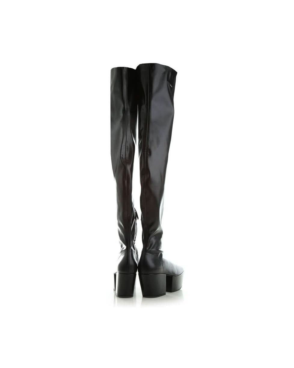 Prada Black Calfskin Over The Knee Boots