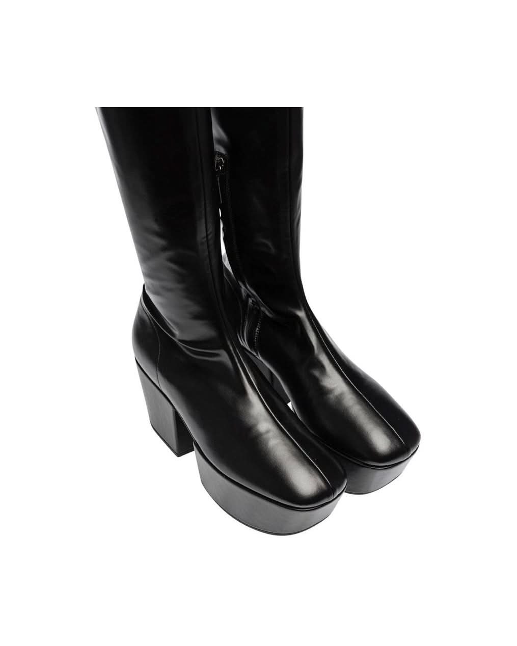 Prada Black Calfskin Over The Knee Boots