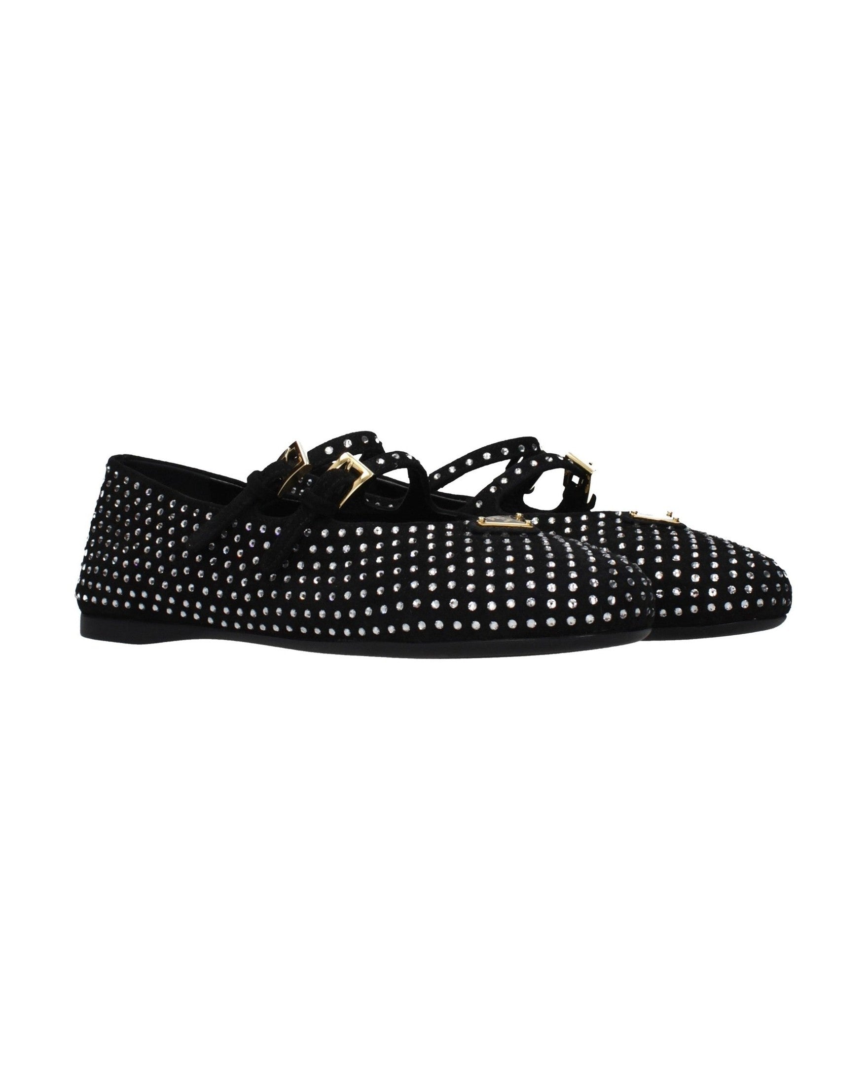 Prada Black Leather Ballet Flats