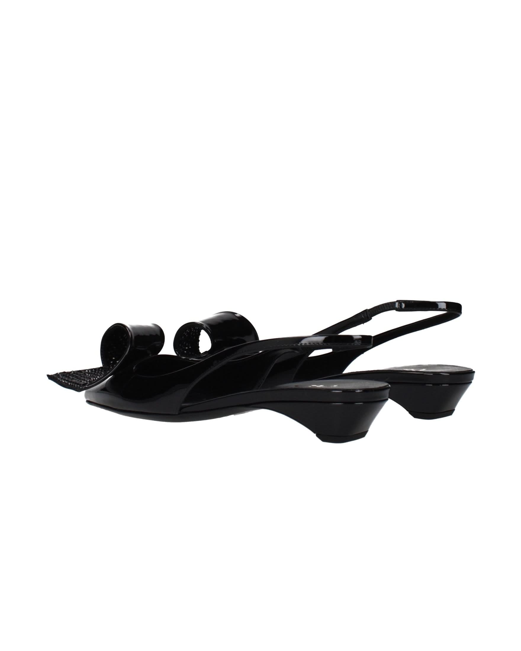 Prada Black Leather Flat Sandals Sandals