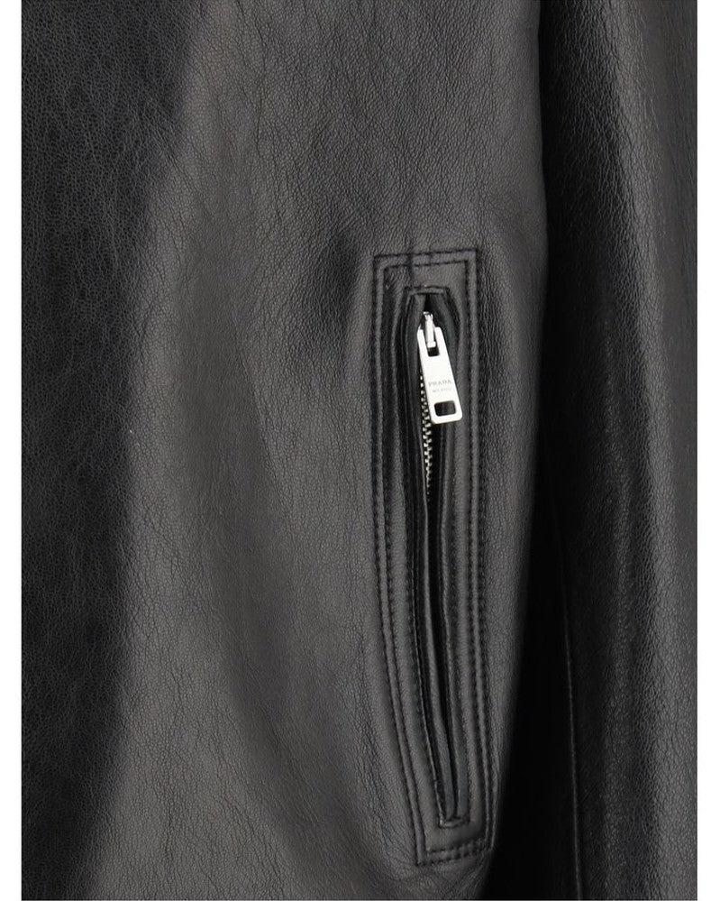 Prada Black Leather Jacket Glam Steals