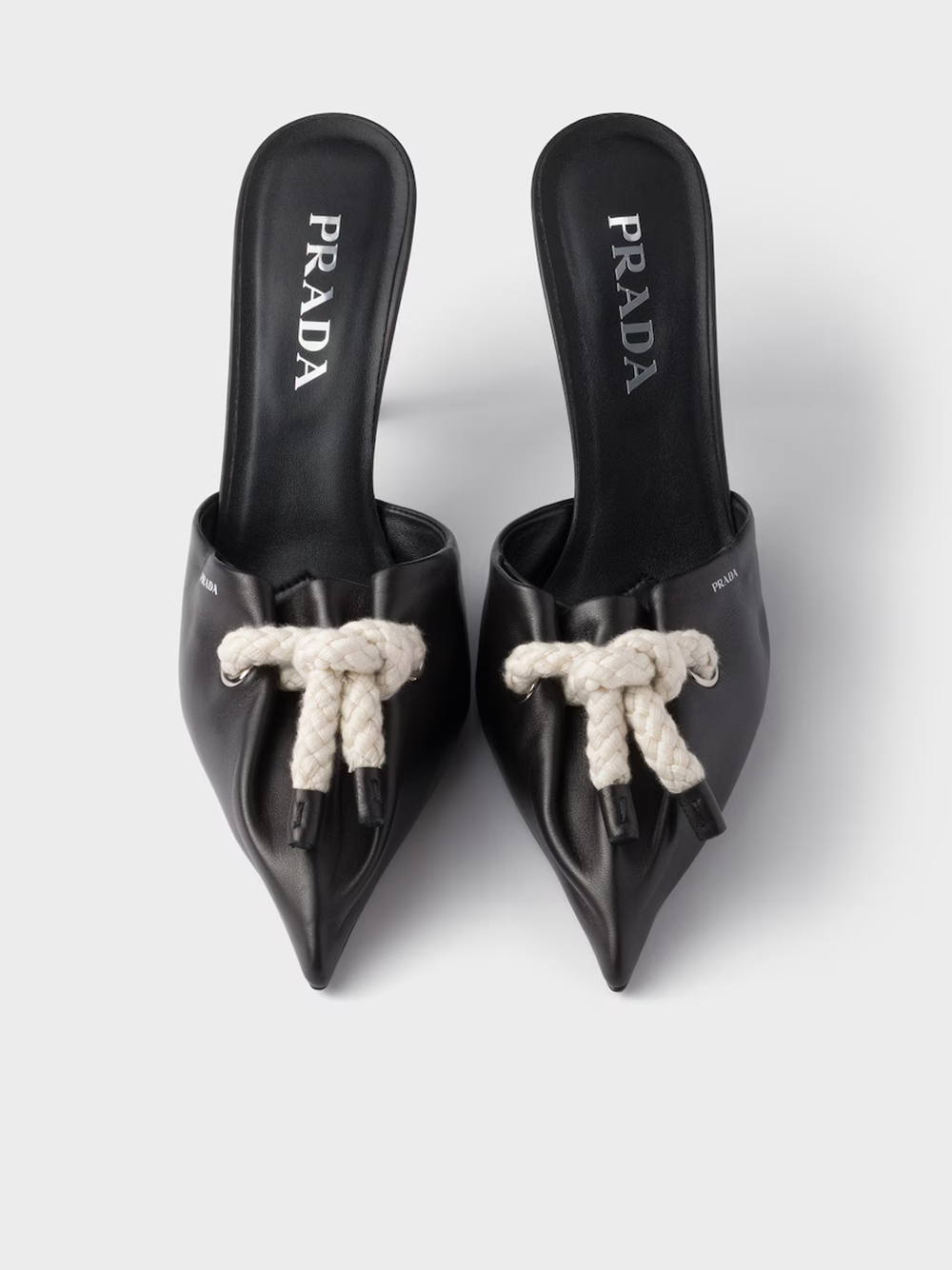 Prada Black Leather Nappa Rope Detail Sandals Glam Steals